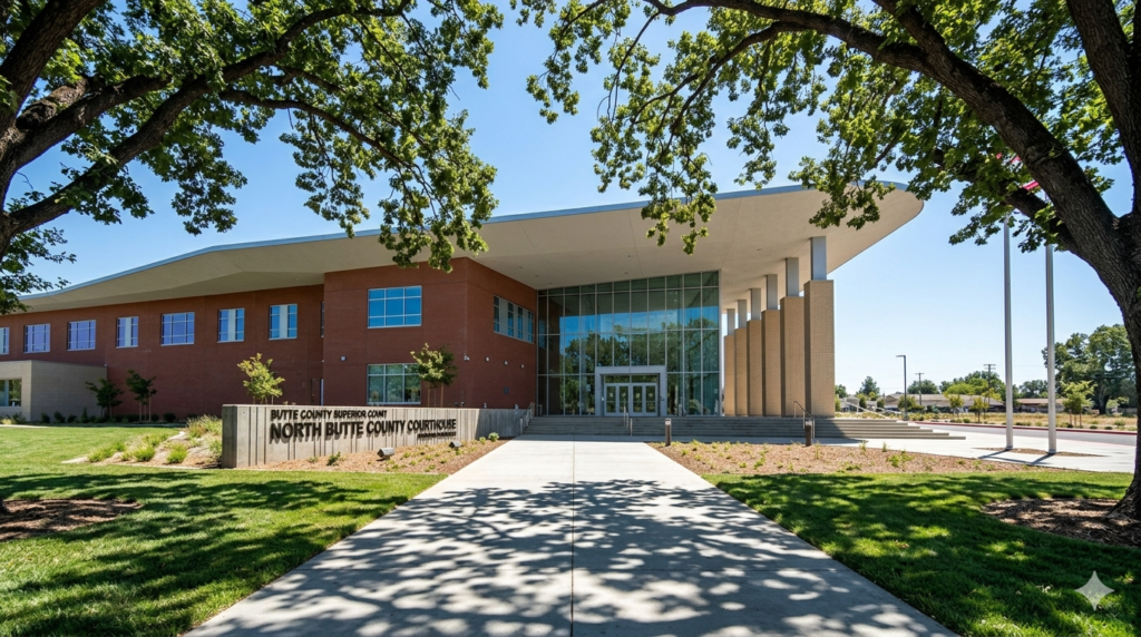 The Butte County Superior Court in Chico, representing the local legal roadmap for custody mediation and hearings.