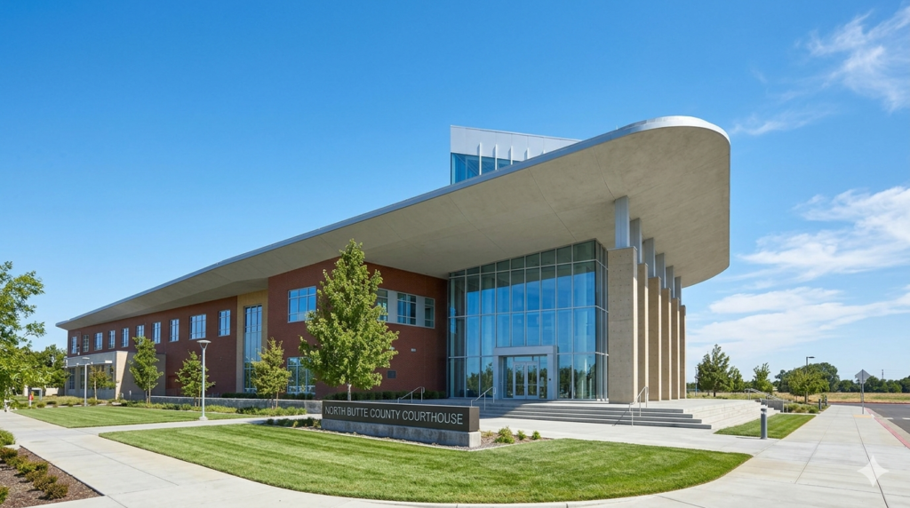 The North Butte County Superior Court in Chico, where local property crime cases are heard and resolved.